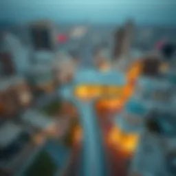 Aerial view of Al Seef highlighting its proximity to the metro station