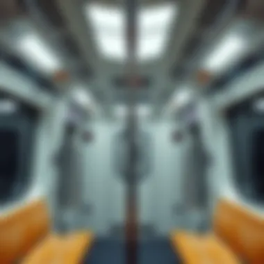 Interior of a modern metro train showcasing its amenities