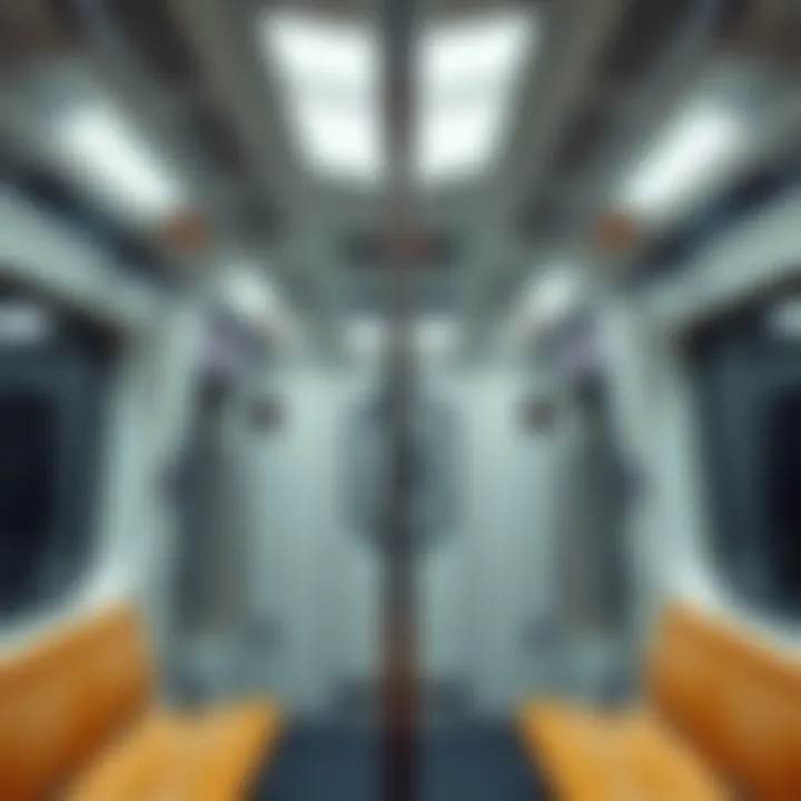 Interior of a modern metro train showcasing its amenities