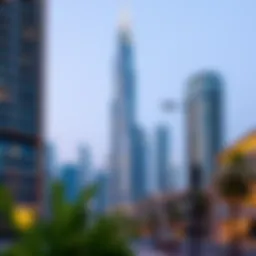 Stunning view of Nopoli Tower against the Dubai skyline
