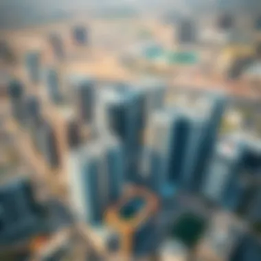 Strategic Location of One Central in Dubai Aerial view of One Central development emphasizing strategic location