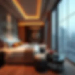 Luxurious hotel suite with panoramic views