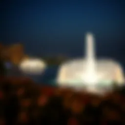 Stunning view of the Palm Jumeirah Fountain Show at night