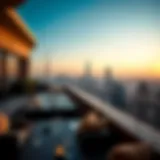 Luxurious penthouse terrace with a city skyline view