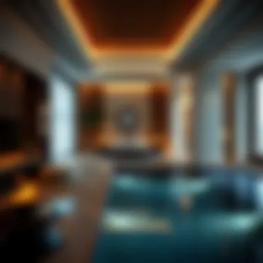 Elegant interior of a luxury hotel room with private pool access