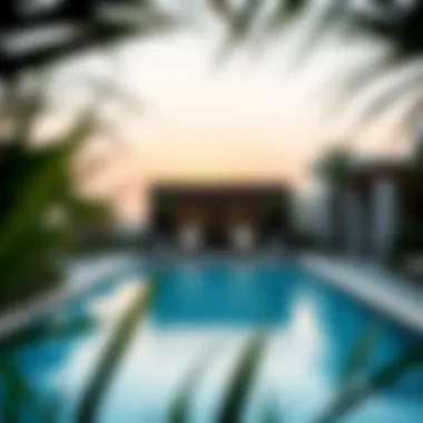 Serene atmosphere of a private pool area surrounded by lush landscaping