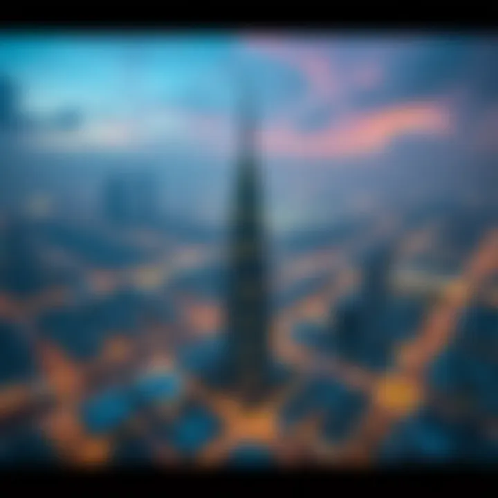 Aerial shot of Rizwan Tower showcasing its strategic location in Al Nahda