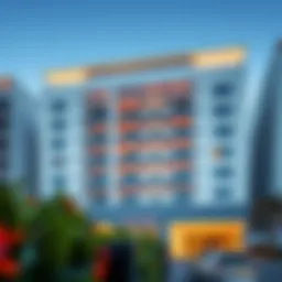 Exterior view of Rose Garden Hotel Apartments showcasing modern architecture