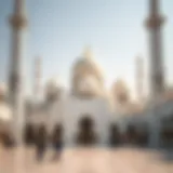 Exterior view showcasing the grand domes and minarets of the Sheikh Zayed Grand Mosque