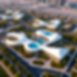 Aerial view of Silicon Oasis showcasing its innovative architecture and green spaces.