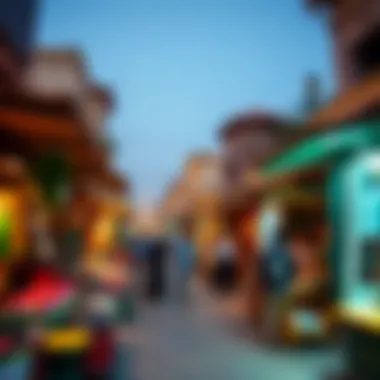 A panoramic view showcasing the vibrant marketplace atmosphere