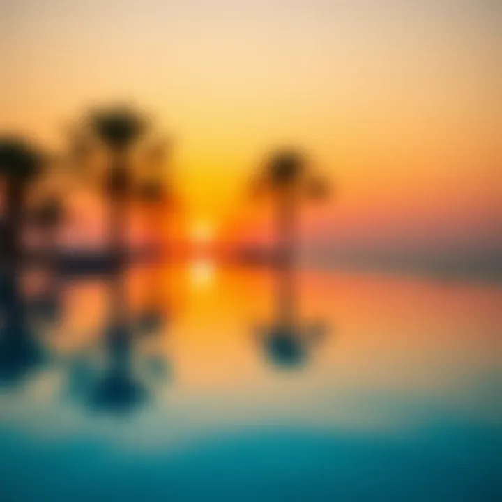 Serenity of Sunset by Infinity Pool Relaxing atmosphere by an infinity pool at sunset