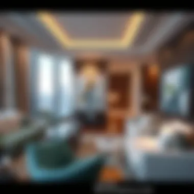 Interior view of a stylish rental apartment featuring luxurious amenities