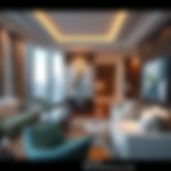 Interior view of a stylish rental apartment featuring luxurious amenities