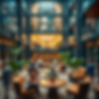 Community interaction spaces within the Indigo Building