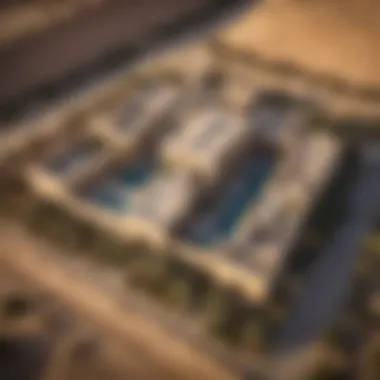 Aerial View of Tilal Al Ghaf A stunning aerial view of Tilal Al Ghaf showcasing its unique architecture and lush landscapes