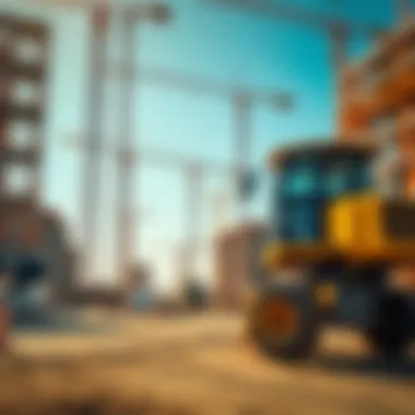 Modern machinery and equipment at a bustling construction site
