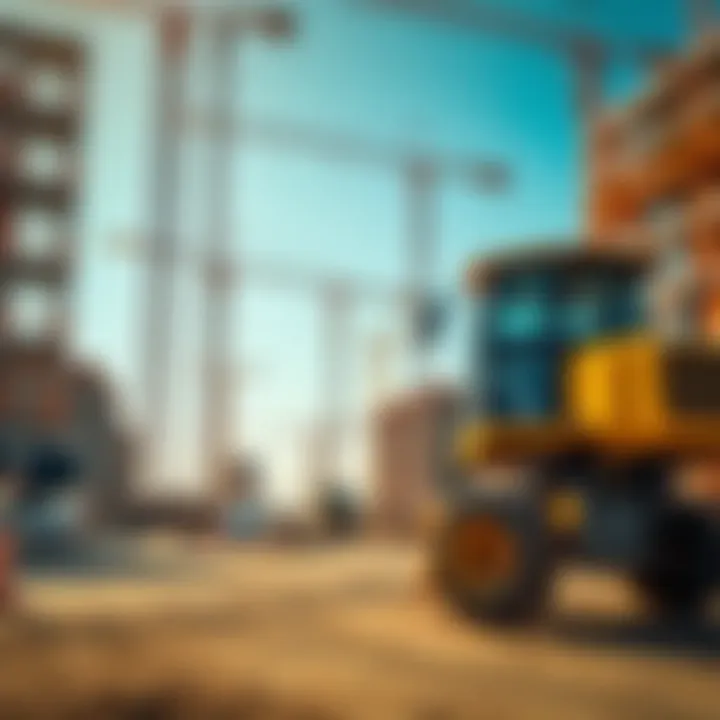 Modern machinery and equipment at a bustling construction site