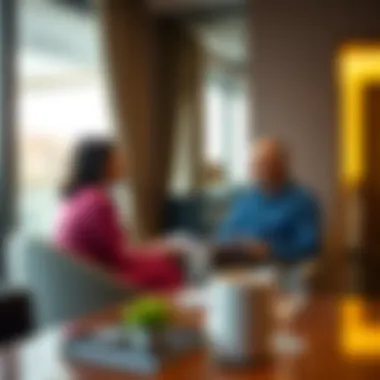 Visa Consultation for Spousal Sponsorship A couple discussing visa options in a cozy setting