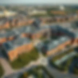 Aerial view of a UK university campus in Dubai