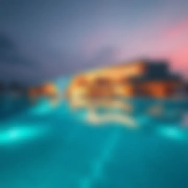 Architectural blueprints showcasing the design of a crystal lagoon.