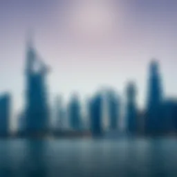 Dubai skyline with a focus on iconic landmarks