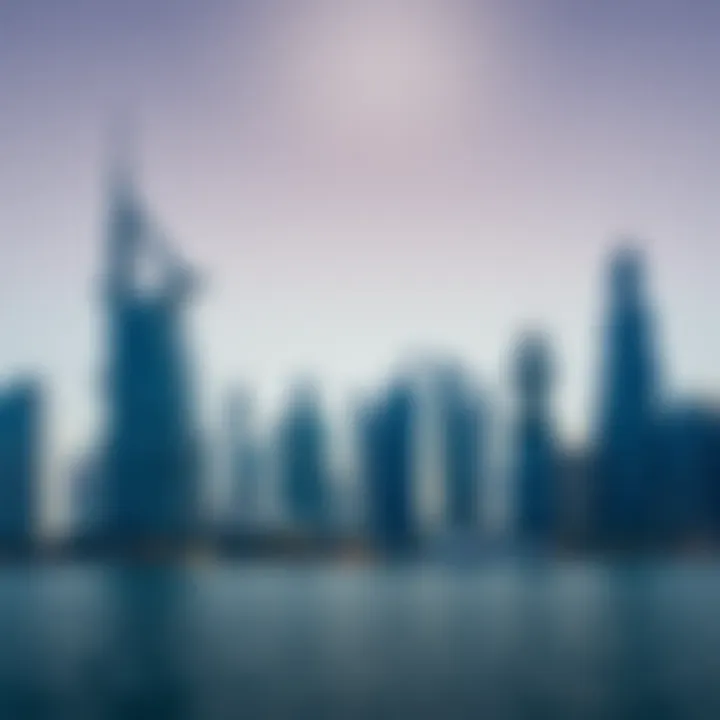Iconic Landmarks of Dubai Dubai skyline with a focus on iconic landmarks