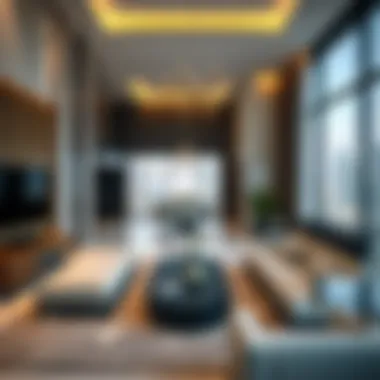 Luxurious apartment interiors showcasing living spaces