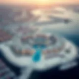 Aerial Perspective of Dubai Maritime City Aerial view of Dubai Maritime City showcasing its layout