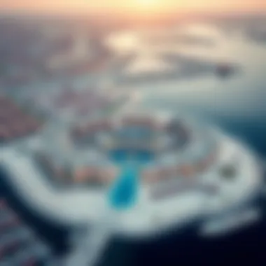 Aerial Perspective of Dubai Maritime City Aerial view of Dubai Maritime City showcasing its layout