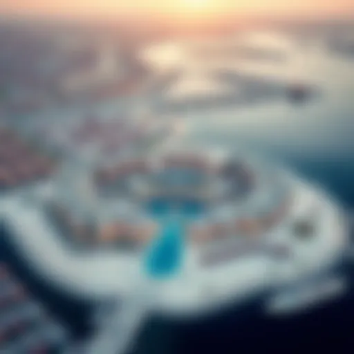 Aerial Perspective of Dubai Maritime City Aerial view of Dubai Maritime City showcasing its layout