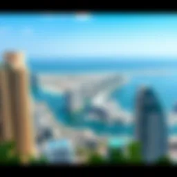 Panoramic view of Jumeirah Beach Residence and Dubai Marina