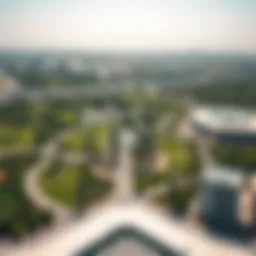 Aerial view of X Park showcasing its lush landscapes and recreational areas