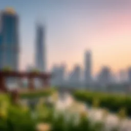 Tranquil oasis within a bustling cityscape